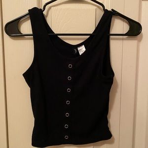 Faux Button Up Black Tank